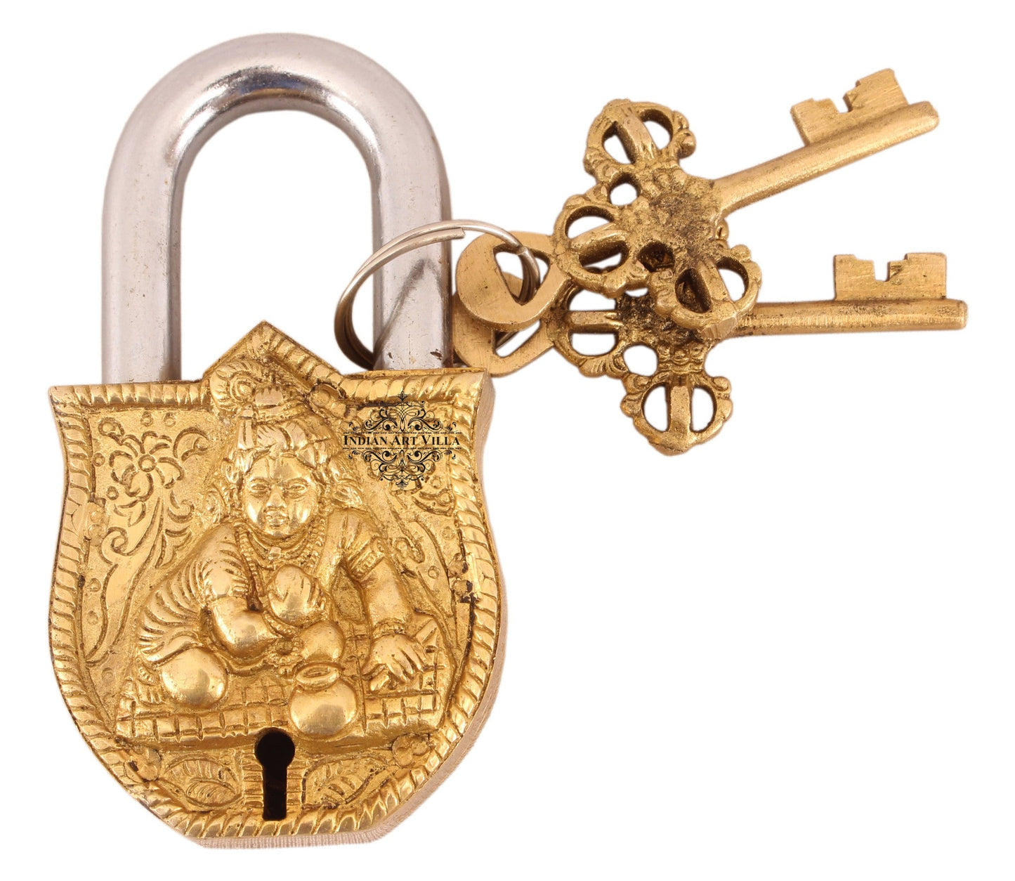 Pure Brass Laddu Gopal Ji Design Lock with 2 Key