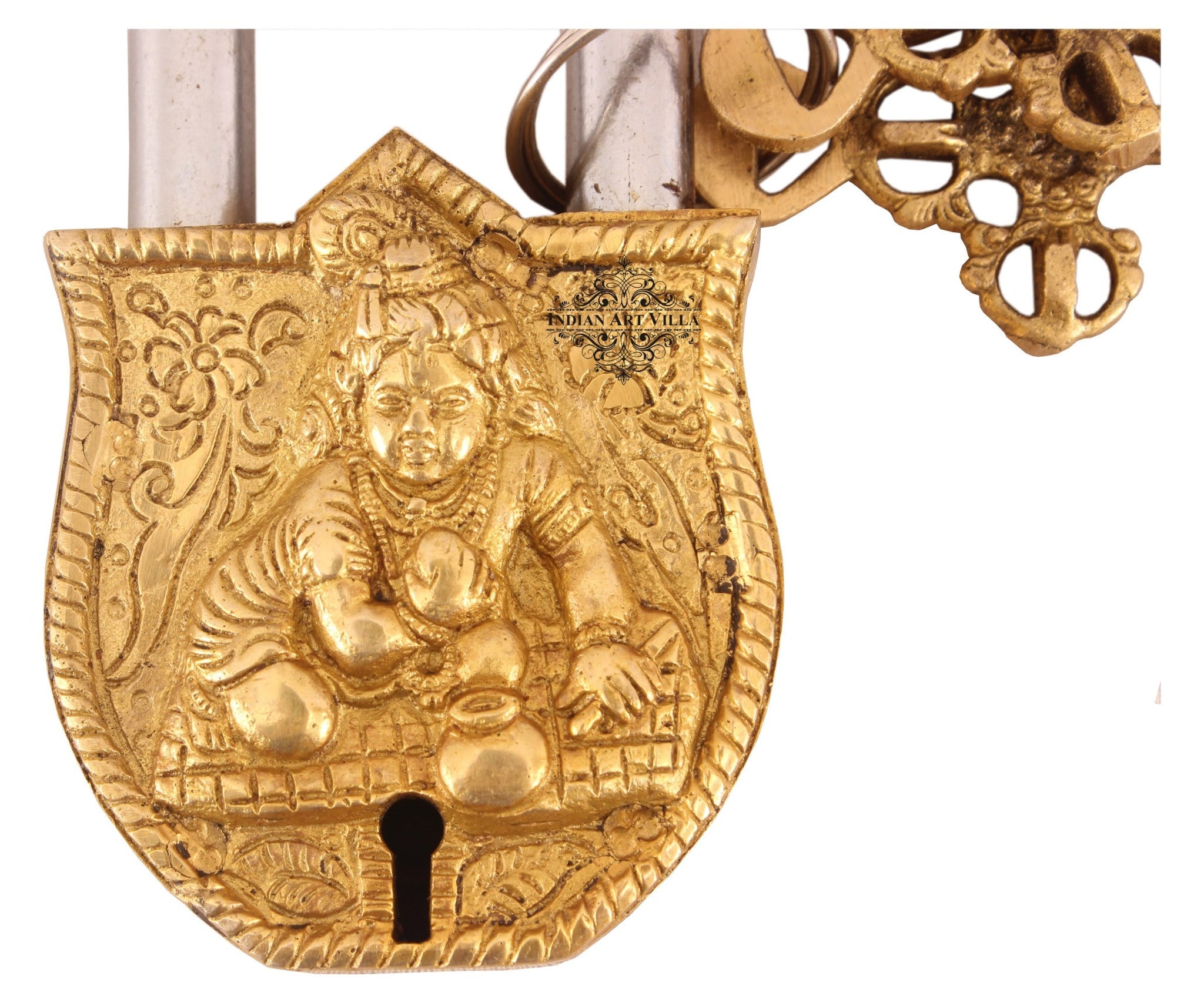 Pure Brass Laddu Gopal Ji Design Lock with 2 Key