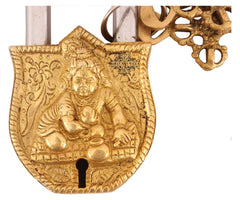 Pure Brass Laddu Gopal Ji Design Lock with 2 Key