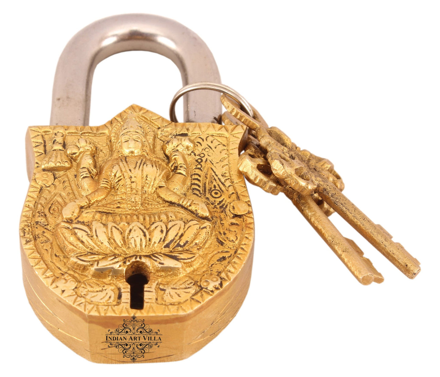 Pure Brass Laxmi Ji Design Lock with 2 Key