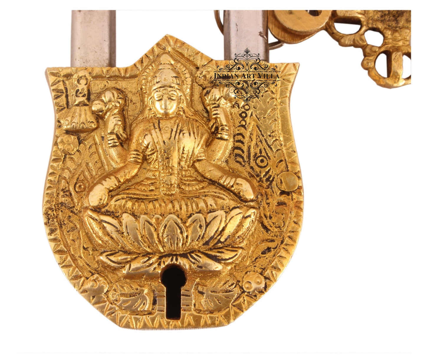 Pure Brass Laxmi Ji Design Lock with 2 Key