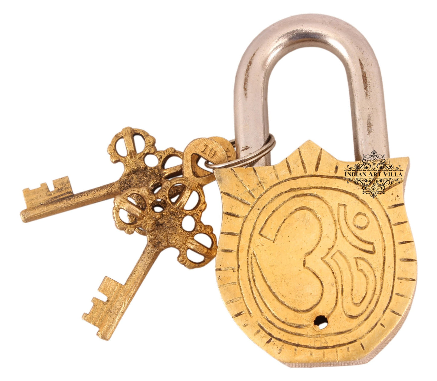 Pure Brass Laxmi Ji Design Lock with 2 Key