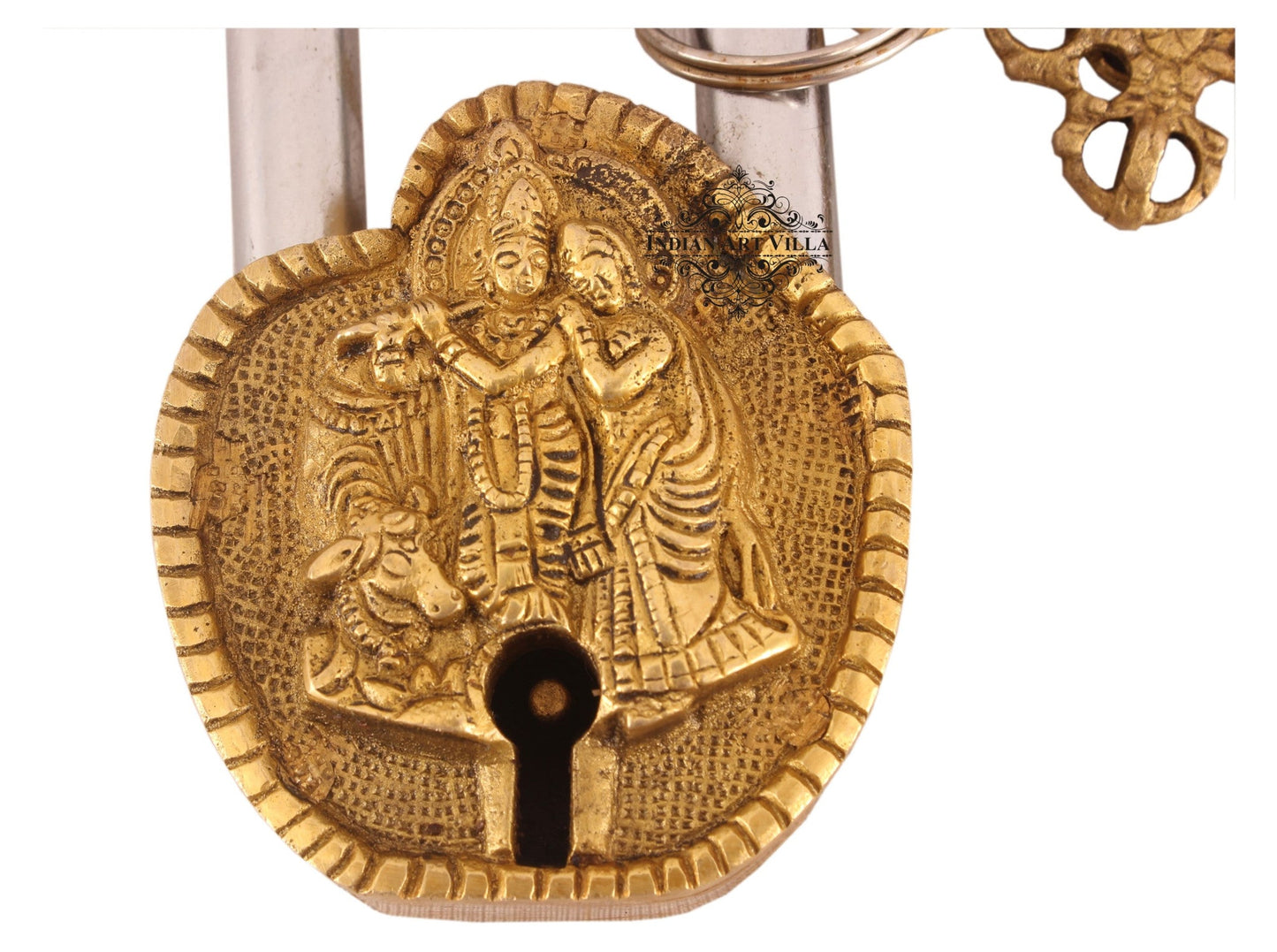 Pure Brass Radha Krishna Ji Design Lock with 2 Key