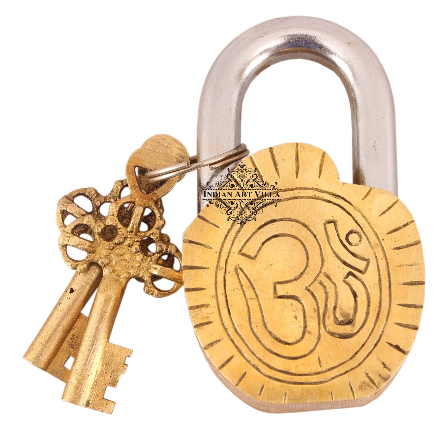 Pure Brass Radha Krishna Ji Design Lock with 2 Key