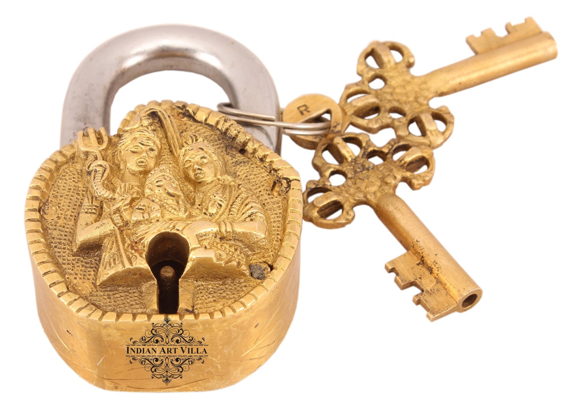 Pure Brass Shiv Pariwar Design Lock with 2 Keys