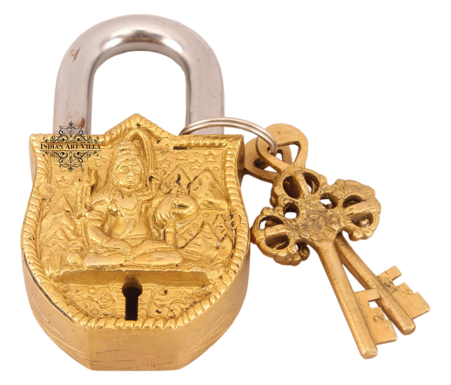 Pure Brass Lord Shiva Design Lock with 2 Keys