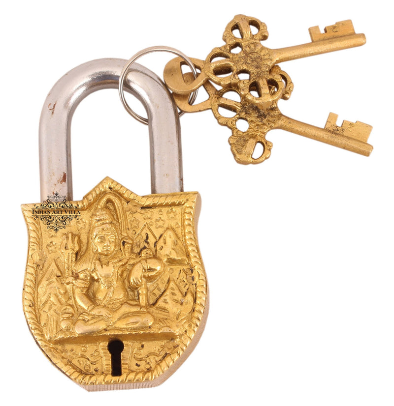 Pure Brass Lord Shiva Design Lock with 2 Keys