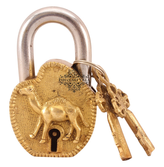 Pure Brass Camel Design Lock with 2 Keys