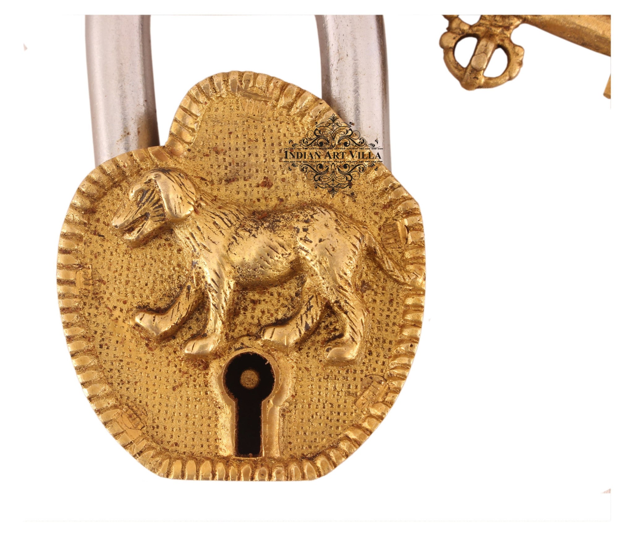 Pure Brass Dog Design Lock with 2 keys
