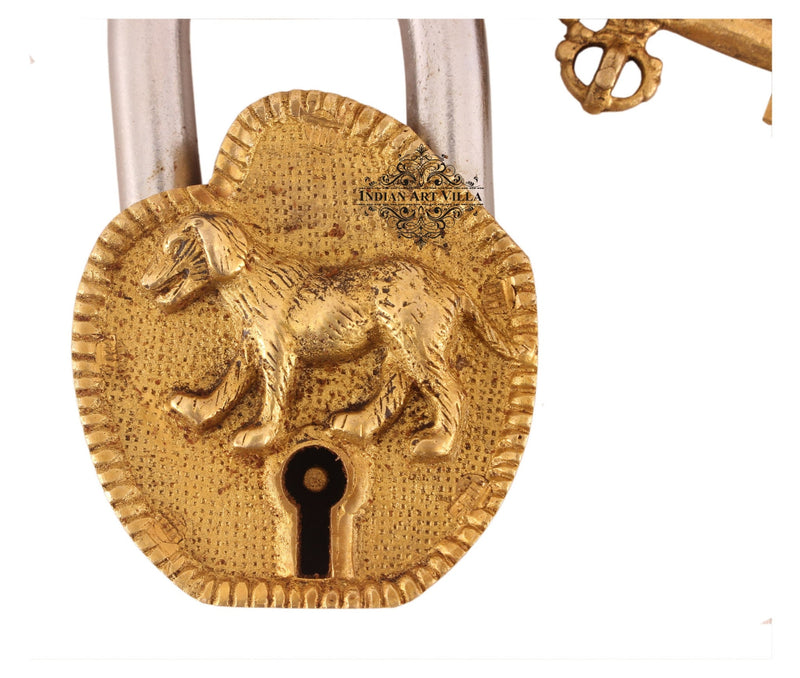 Pure Brass Dog Design Lock with 2 keys
