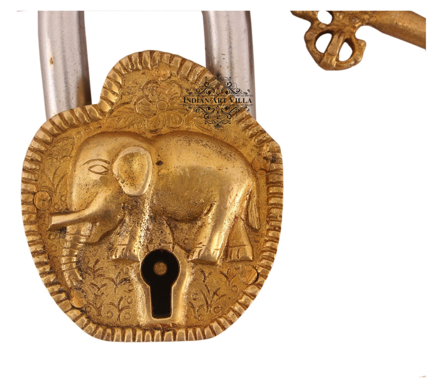 Pure Brass Elephant Design Lock with 2 Keys