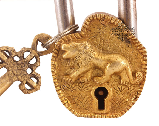 Pure Brass Lion Design Lock with 2 Keys