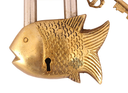 Pure Brass Small Fish Shape Design Lock with 2 Keys