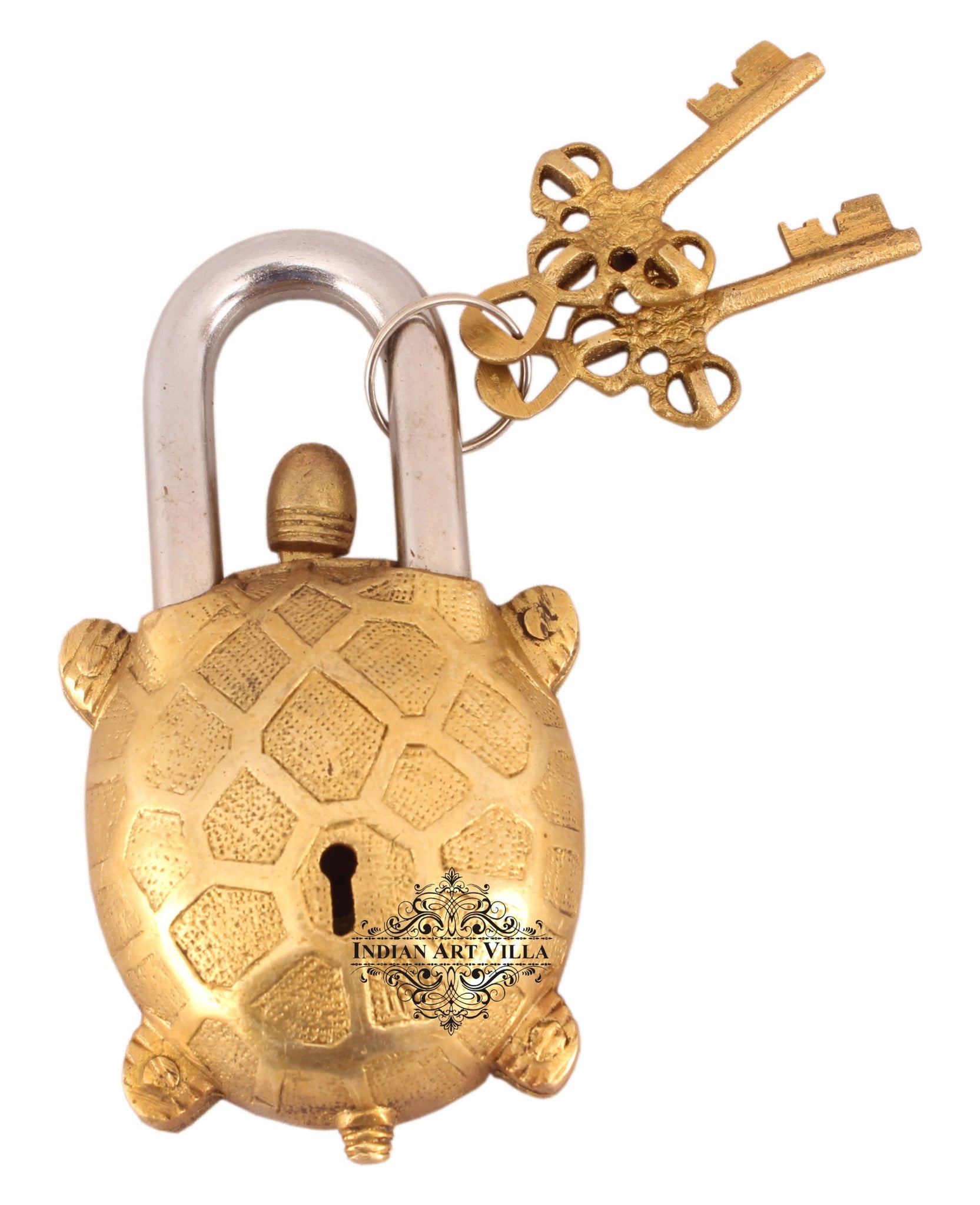 Pure Brass Tortoise Design Lock with 2 keys – Velan Store