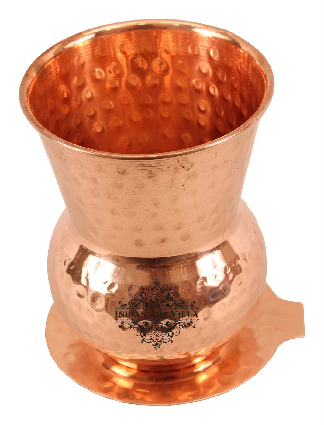 Mathat Bar Copper Hammered Design Mathat Glass Tumbler with Coaster 350 ML – Velan ...