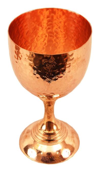 Pure Copper Hammered Design Wine Glass with Bottom 250 ML