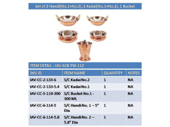 Handmade Pure Steel Copper 2 Kadhai 2 Handi 1 Bucket Serving Set