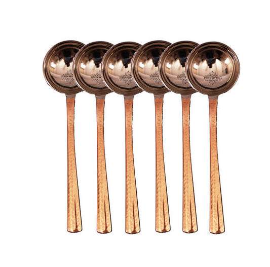 Pure Steel Copper 24.13 cm Handmade Serving Spoon (Set of 6)