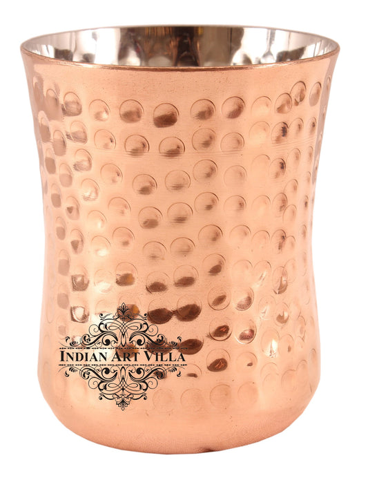 Steel Copper Hammered Design Glass Goblet 250 ML