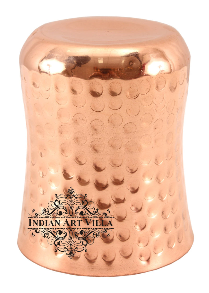Steel Copper Hammered Design Glass Goblet 250 ML