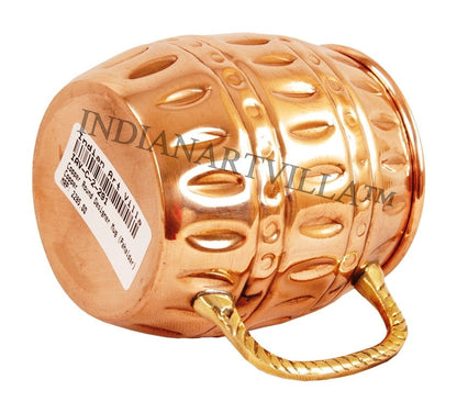Pure Copper Round Barrel Shaped Design Moscow Mule Beer Mug Cup, Volume-530ML