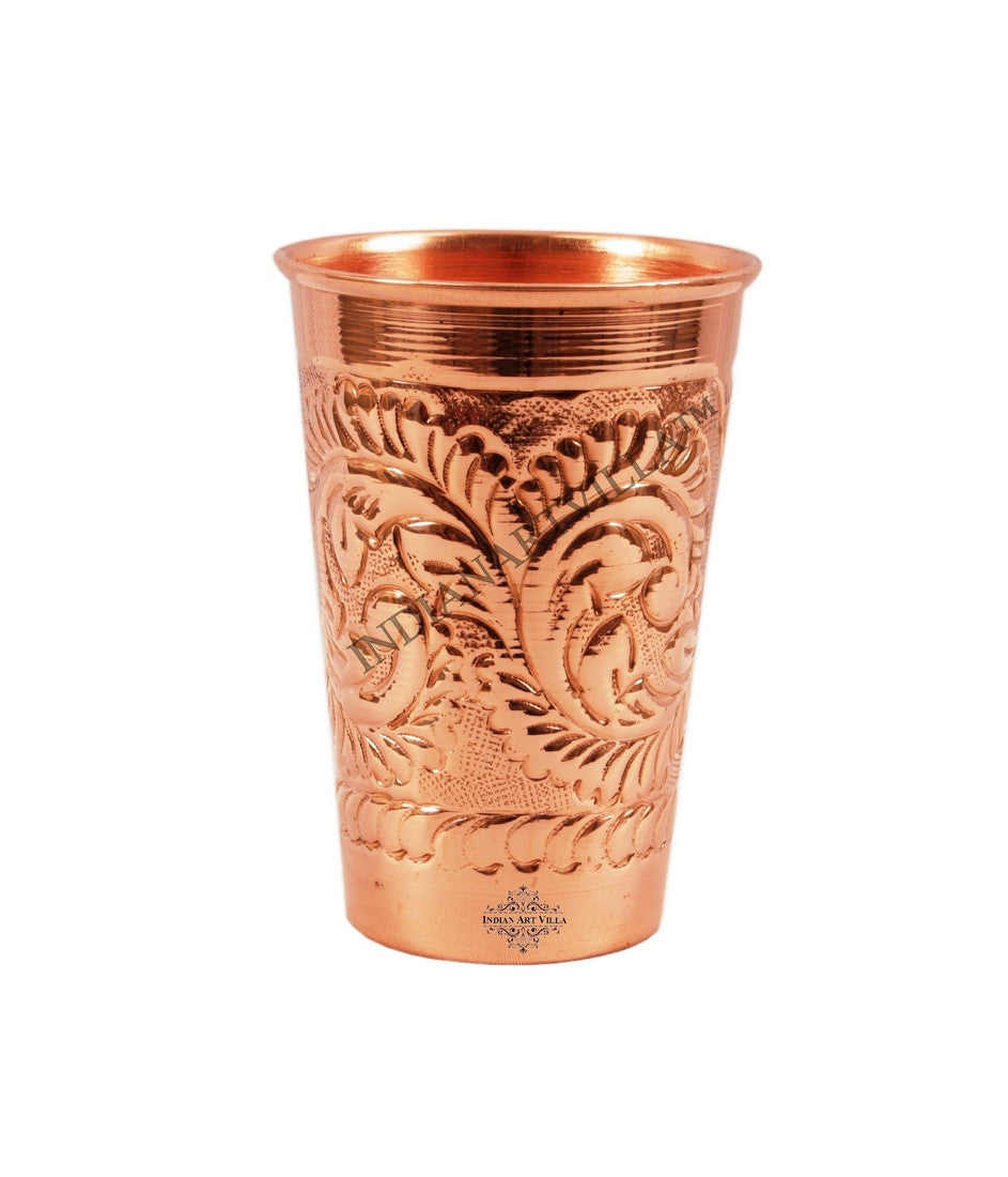 Pure Copper tumbler Glass Cup, Designer Small, 350 ML