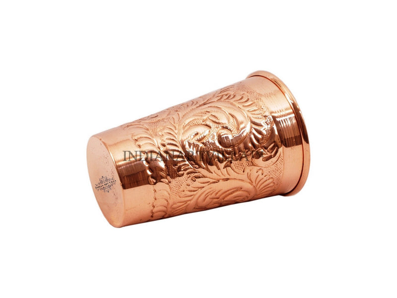 Pure Copper tumbler Glass Cup, Designer Small, 350 ML