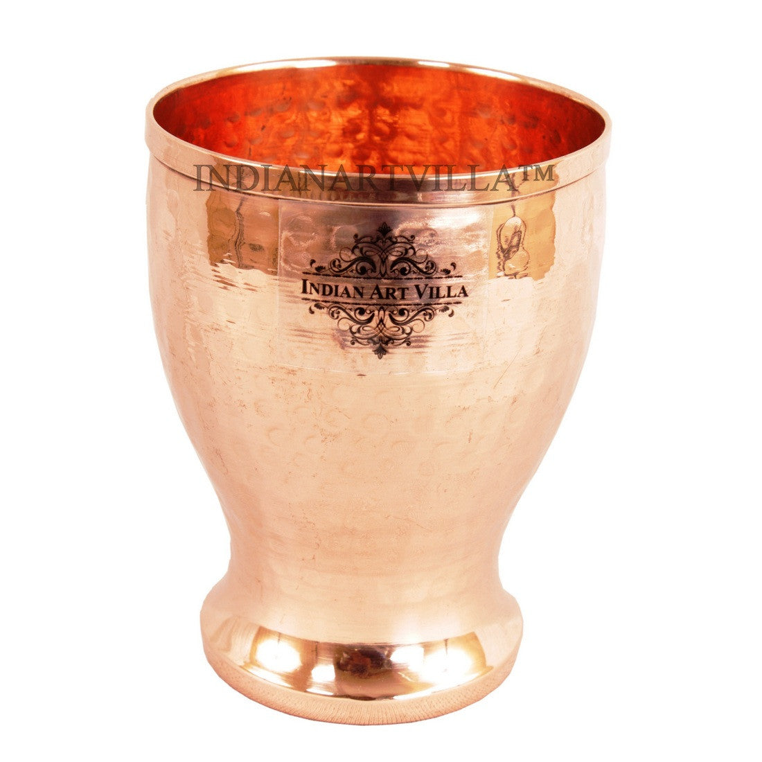Pure Copper Hammered Design Glass Tumbler Cup 350 ML