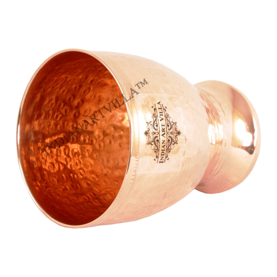Pure Copper Hammered Design Glass Tumbler Cup 350 ML
