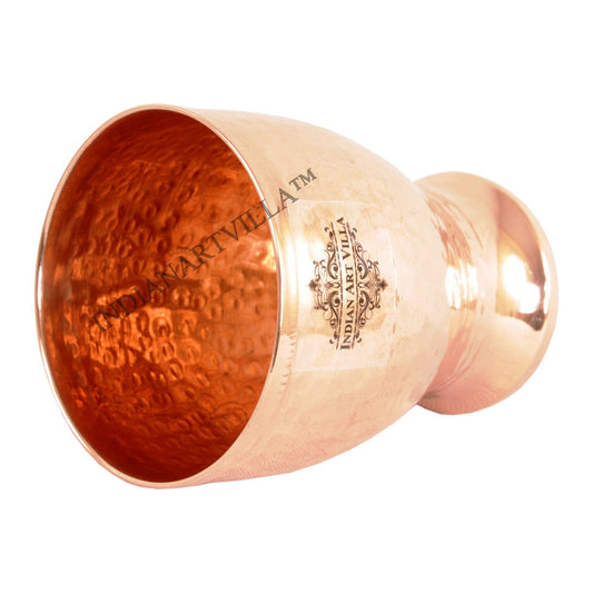 Pure Copper Hammered Design Glass Tumbler Cup 350 ML