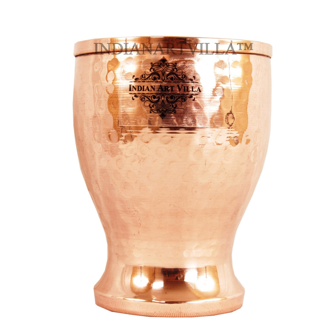 Pure Copper Hammered Design Glass Tumbler Cup 350 ML