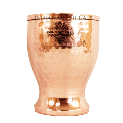 Pure Copper Hammered Design Glass Tumbler Cup 350 ML