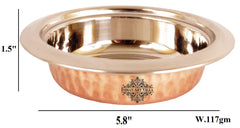 Pure Steel Copper Hammered Design Round Entrée Bowl