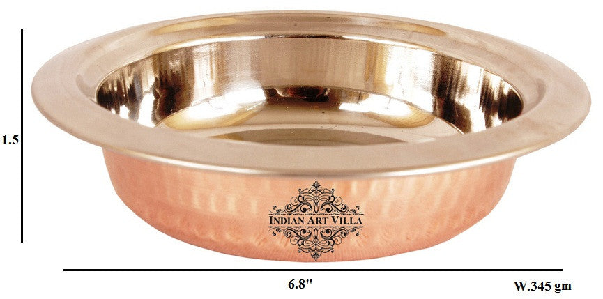 Pure Steel Copper Hammered Design Round Entrée Bowl