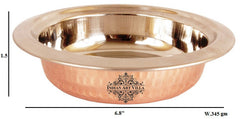 Pure Steel Copper Hammered Design Round Entrée Bowl