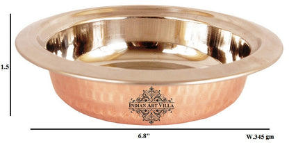 Pure Steel Copper Hammered Design Round Entrée Bowl