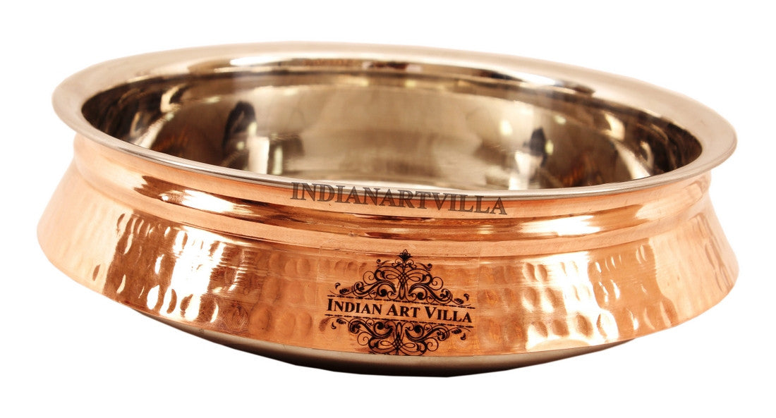 Handcrafted Pure Steel Copper Induction Handi Bowl with Hammered Design