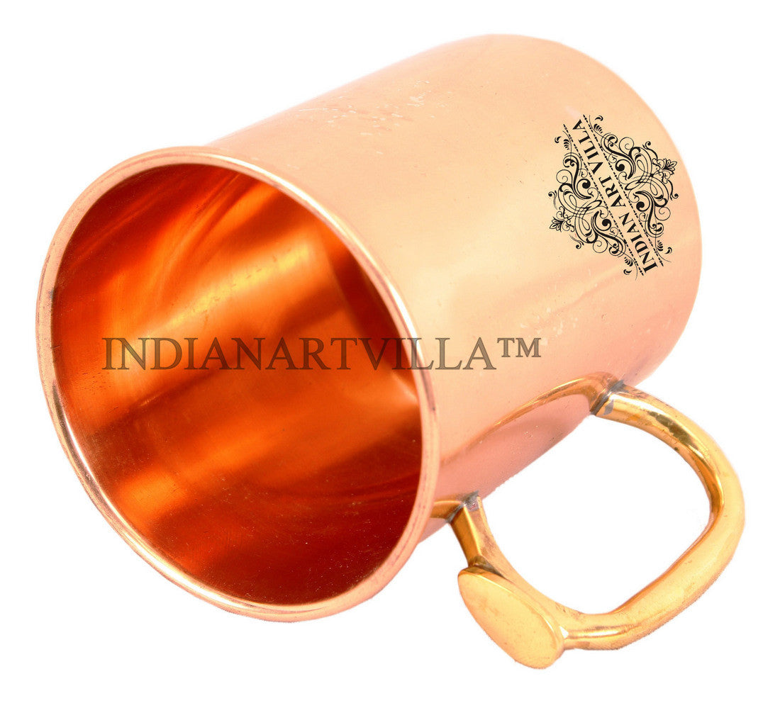 Pure Copper Plain Design Mug With Brass Thumb Design Handle 530 ML