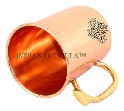 Pure Copper Plain Design Mug With Brass Thumb Design Handle 530 ML