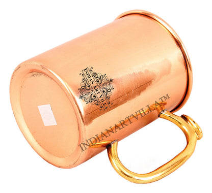 Pure Copper Plain Design Mug With Brass Thumb Design Handle 530 ML