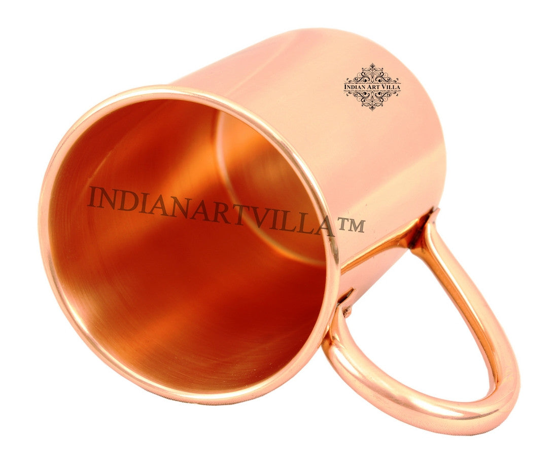 Pure Copper Straight Shaped Rolled Edge Plain Design Beer Mug - 400 ML