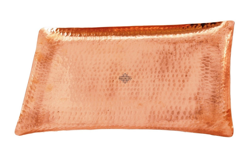 Hammered Copper 2 Moscow Mule Beer Mug Cups with 1 Tray Platter, Barware Set, For Serving Drinks, 3 Pieces