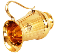 Pure Brass Vertical Lining Design Jug Pitcher with Glass, Drinkware, Serveware Combo