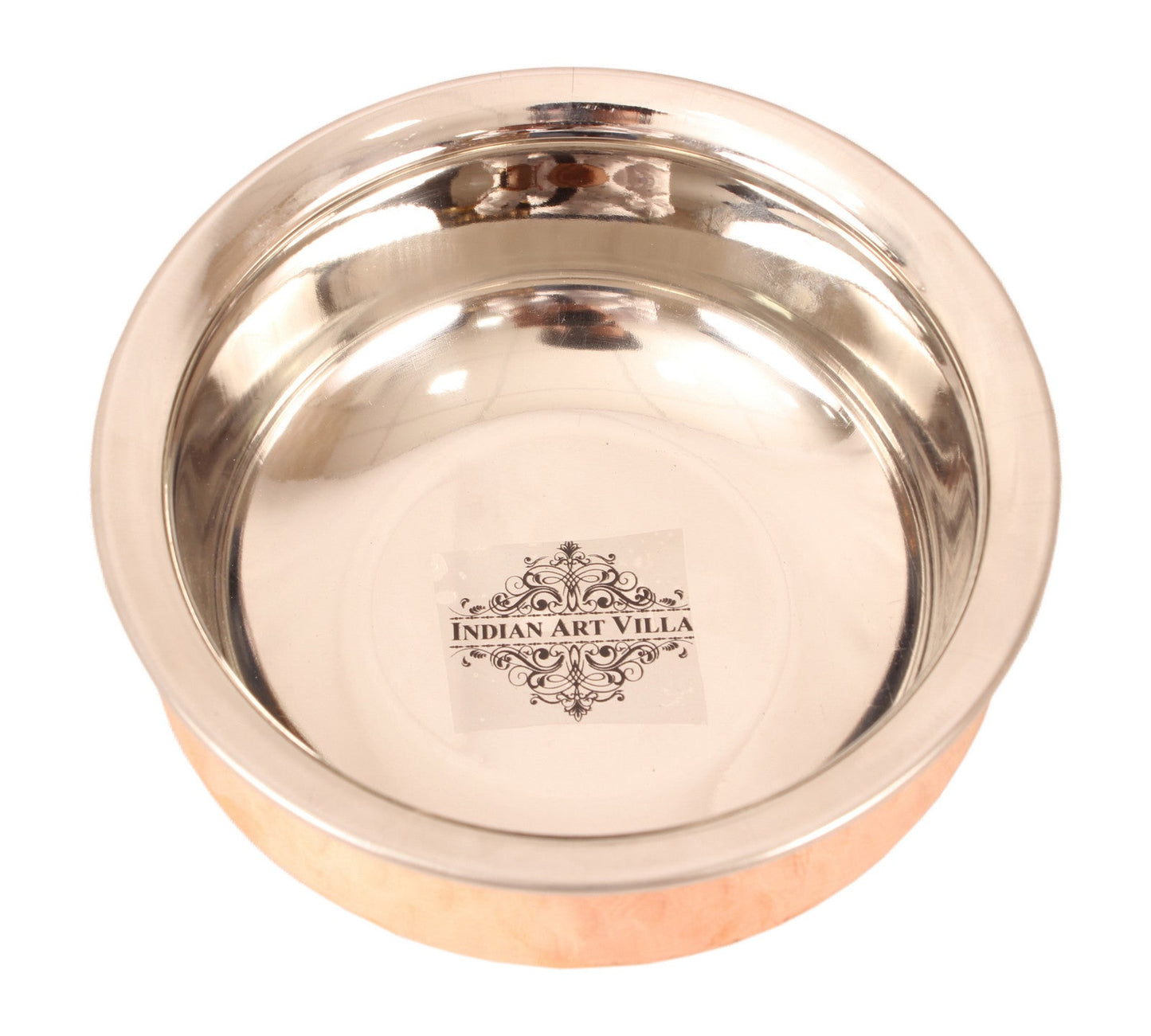 Handcrafted Pure Steel Copper Handi with Platter & Serving Spoon