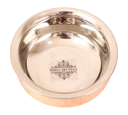 Handcrafted Pure Steel Copper Handi with Platter & Serving Spoon