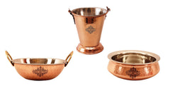Steel Copper Set of 1 Handi Kadhai & Bucket No. 1