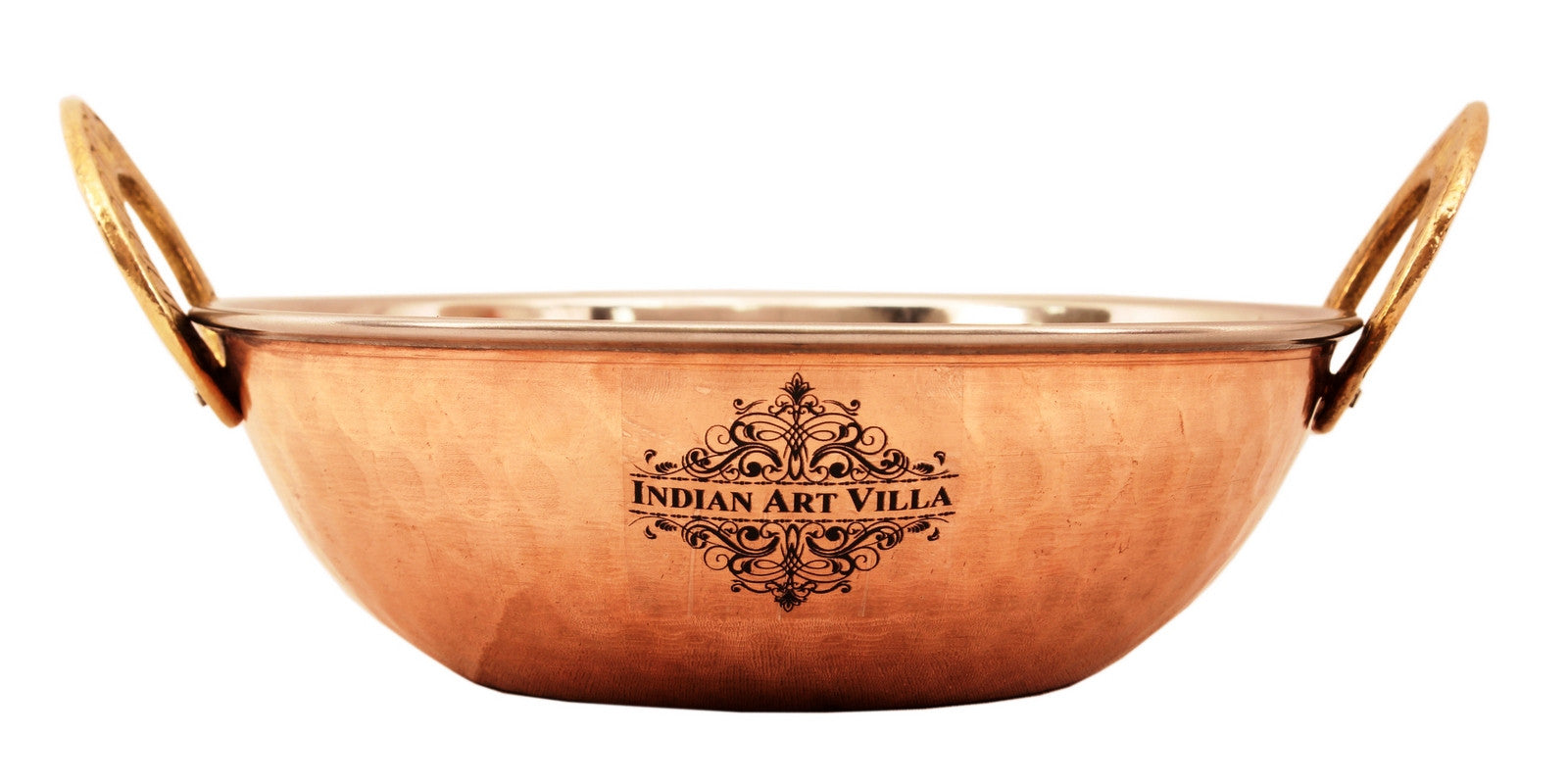 Handcrafted Pure Steel Copper Hammered Design Set of 1 Handi with 1 Kadhai
