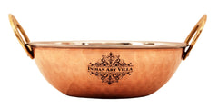 Handcrafted Pure Steel Copper Hammered Design Set of 1 Handi with 1 Kadhai