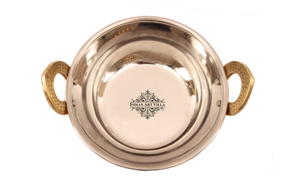 Handcrafted Pure Steel Copper Handi with Kadhai Wok Bowl