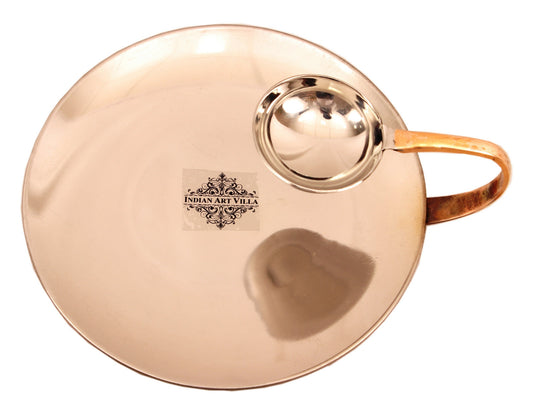 Handmade Pure Steel Copper Tawa with Attach Bowl & Sigdi Angeethi
